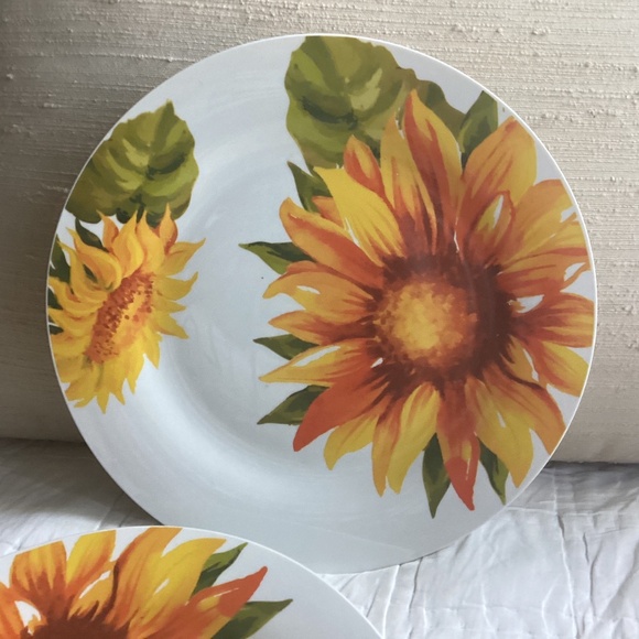 SET OF TWO ROYAL NORFOLK SUNFLOWER DINNER PLATES - Picture 3 of 6